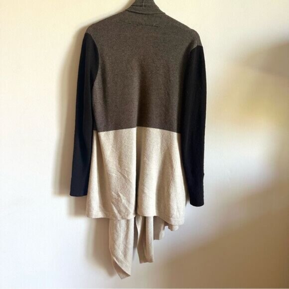 Aqua Cashmere/Wool Blend Color Block Cardigan Size M - Picture 2 of 5